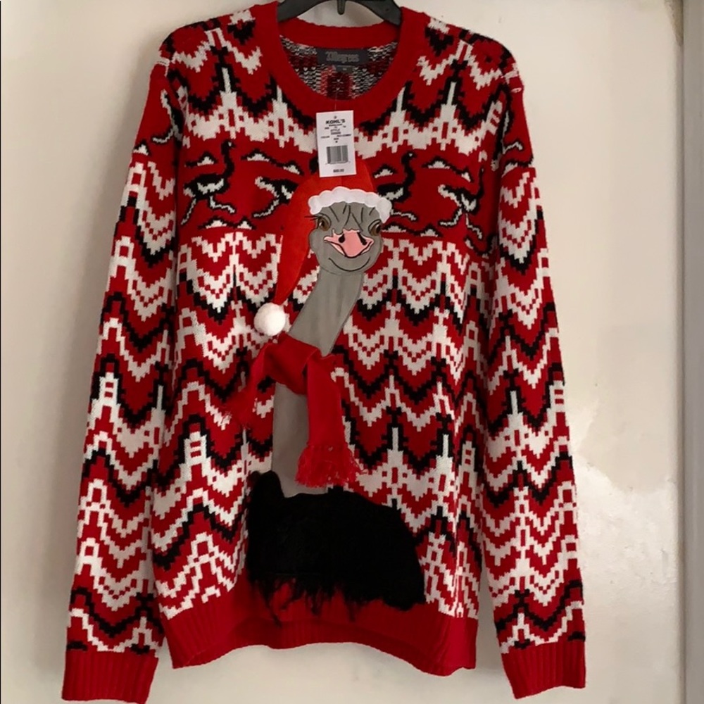 Red Ugly Christmas sweater Emu/Turkey men’s size M